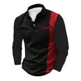 thumbnail image 4 of Charmgo Mens Polo Shirts Clearance, Men's Fashion Spring and Autumn Casual Long Sleeve Button Solid Color Long Sleeve Polo Shirts Top Mens T-Shirts, Polo Shirts for Men Red XXL, 4 of 4