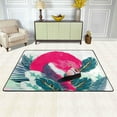 thumbnail image 2 of Dreamtimes Pink Flamingo Palm Leaves Area Rug 72x48in Oil Painting Bird Non-Slip Floor Carpet Comfort Floor Mats Decor for Indoor Living Dining Room and Bedroom Area, 2 of 7