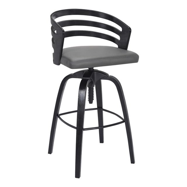 Armen Living Kiara 32" H Simili Cuir Extra Grand Tabouret Réglable en Gris