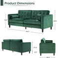thumbnail image 2 of YODOLLA 3-Seat 84.2" Upholstered Sofa with Bolster Pillows, Green Velvet, 2 of 7
