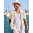 thumbnail image 4 of COOFANDY Men's Short Sleeve Knit Polo Shirts Vintage Lightweight Breathable Button Down Cardigan Golf Shirts, 4 of 6