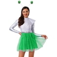 thumbnail image 6 of Aislor Womens Alien Space Cadet Rave Outfits Shiny Tulle Hem Dress with Headwear Green M, 6 of 7