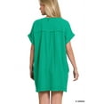 thumbnail image 3 of Zenana Plus Size Relaxed Fit Gauge Rolled Short Sleeve Raw Edge Mini V-Neck T-Shirt Tunic Top, 3 of 6