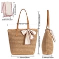 thumbnail image 3 of Bolsa de playa iSamzan grande tejida a mano de paja con bolsillo con cremallera, 3 of 9