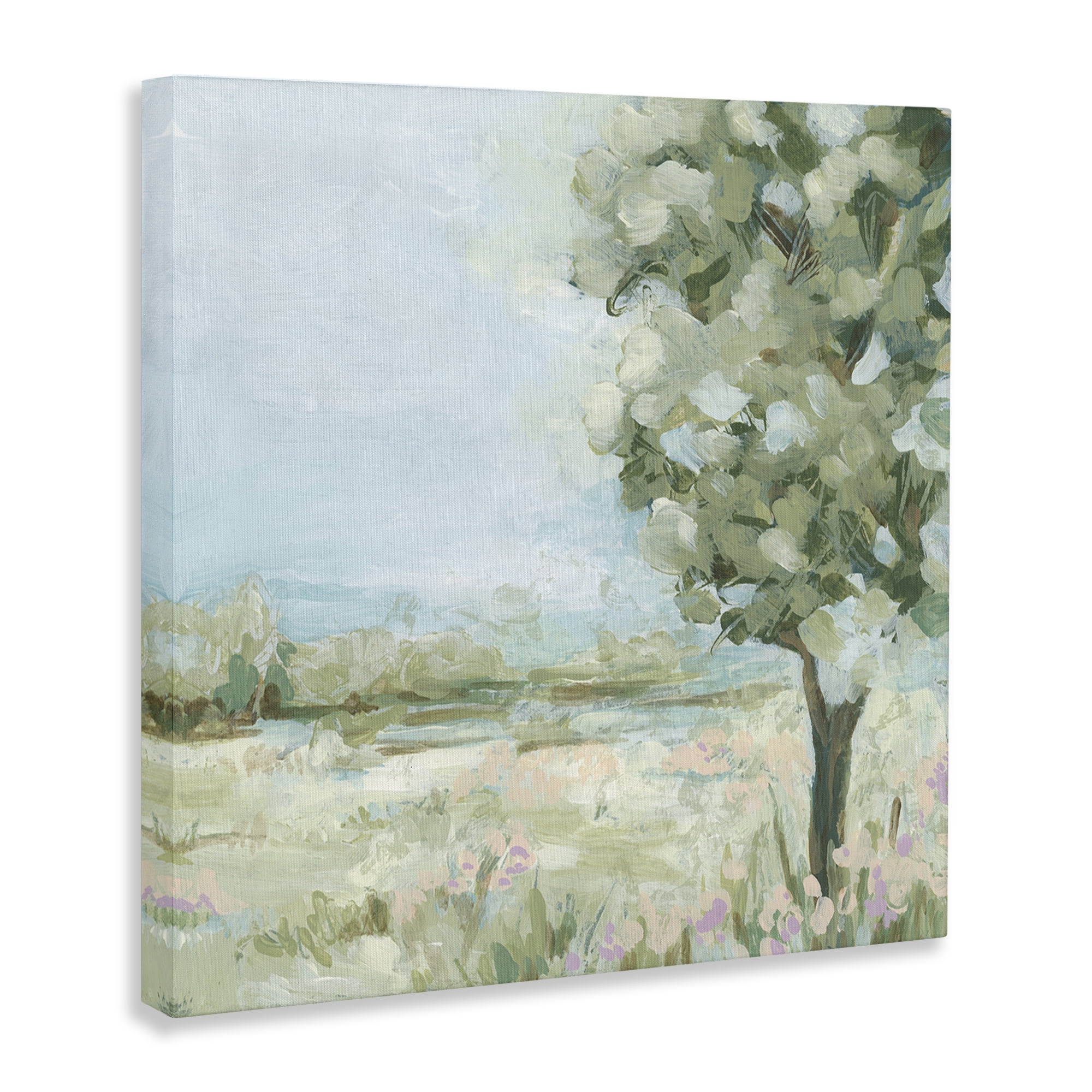 Stupell Industries Lone Tree by Field Landscape & Nature Painting Wrapped Canvas Art Print Wall Art, 36 x 36