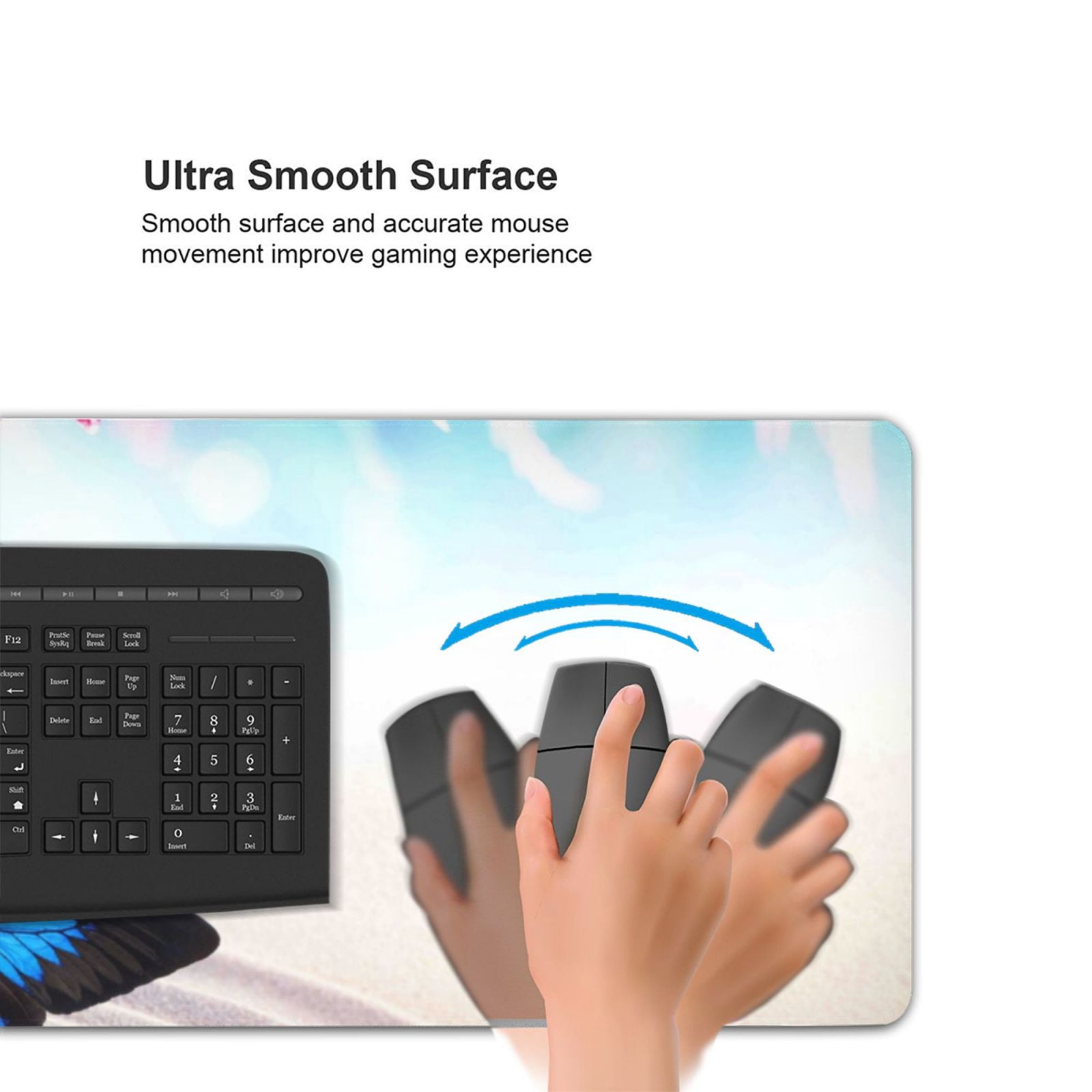 Xecao Butterfly In Blossoms Zen Print Large Mouse Pad, 16x35.5in Mousepad, Professional Non-Slip Rubber Base Big Mouse Pad, Mouse Pad for Gaming & Office Full Desk Mouse Pad