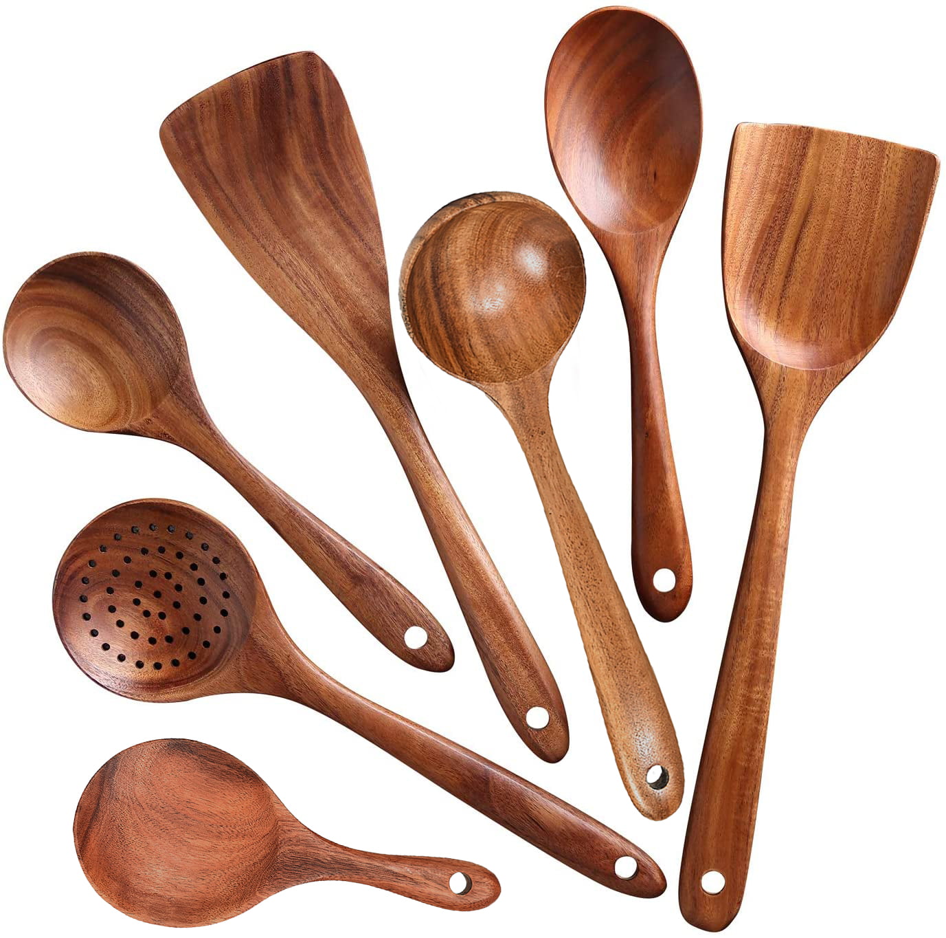 Bamboo Wood Kitchen Tools Spoons Spatula Wooden Cooking Mixing Utensils Tool 5HU