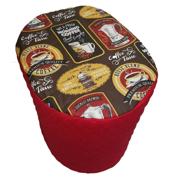 Quilted Morning Coffee Food Processor Cover by Penny's Needful Things (Large, Red)