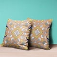 thumbnail image 4 of Amrita Sen Designs  20 x 20 in. Venetian Flower Paisley Duo Suede Zippered Pillow with Insert - Orange & Yellow, 4 of 4