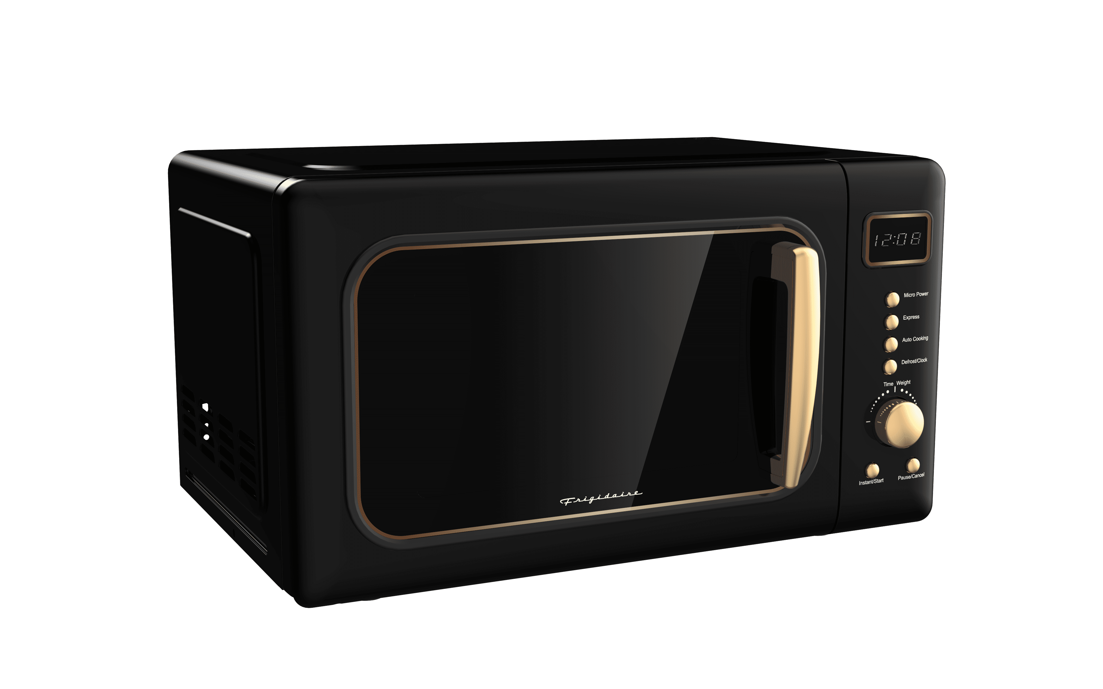 Frigidaire 0.7 Cu. Ft. 700 Watt Retro Countertop Microwave Oven, Black and Gold