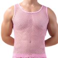 thumbnail image 1 of Men's See-Through Mesh Undershirt Sleepwear Fish Net Pure Color Vest for Sleeping, 1 of 5