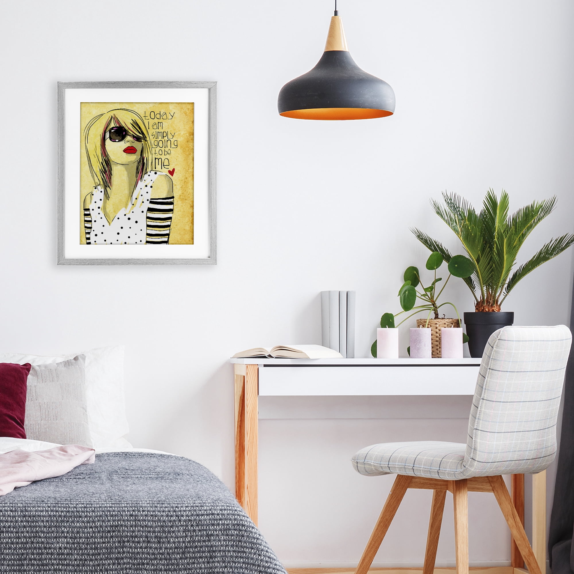 Stupell Industries Today I Am Simply Me Gray Framed Print Under Glass, design by Suzanne Millius