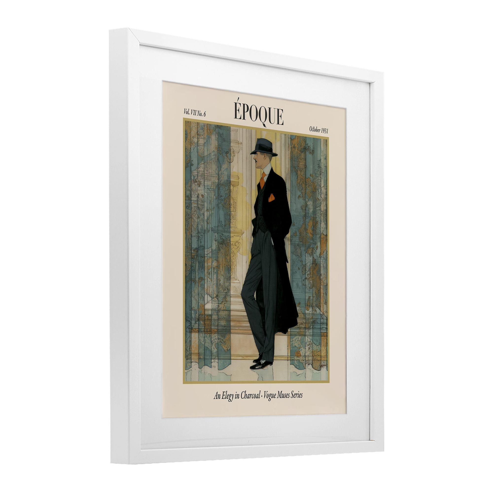 Stupell Industries The Gentleman Magazine White Framed Print Under Glass, design by A Barefoot Stylist