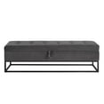 thumbnail image 3 of GZXS Storage Bench, Velvet Upholstered End-of-Bed Bench with Metal Base for Bedroom, Living Room, Entryway, 58.6 Inches, Gray, 3 of 9