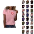 thumbnail image 1 of T-shirt Femme Saint-Valentin 2026 Manches Courtes Col Rond Graphique Cœur d'Amour, 1 of 4