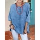 thumbnail image 1 of Camisas de mezclilla de talla grande para mujer, camisa de media manga empalmada, blusa elegante, camisa tejida de algodón, Tops de Moda de Primavera, 1 of 5