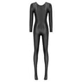 thumbnail image 6 of TiaoBug Womens Oil Shiny Bodystocking Long Sleeve Full Body Jumpsuit Gymnastic Workout Leotard Bodysuit Black M, 6 of 7