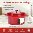 thumbnail image 2 of 5.5 QT Enameled Iron Dutch Oven Pot with Lid, Dual Handles, Non-Stick Coating for Bread Baking & Cooking, Red, 2 of 7