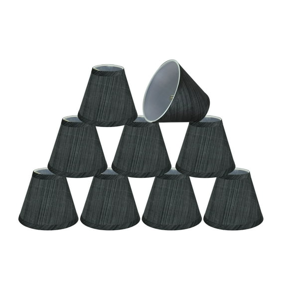 Aspen Creative 32105-9 Small Hardback Empire Shape Chandelier Clip-On Lamp Shade Set (9 Pack), Transitional Design in Grey & Black, 6" bottom width (3" x 6" x 5")