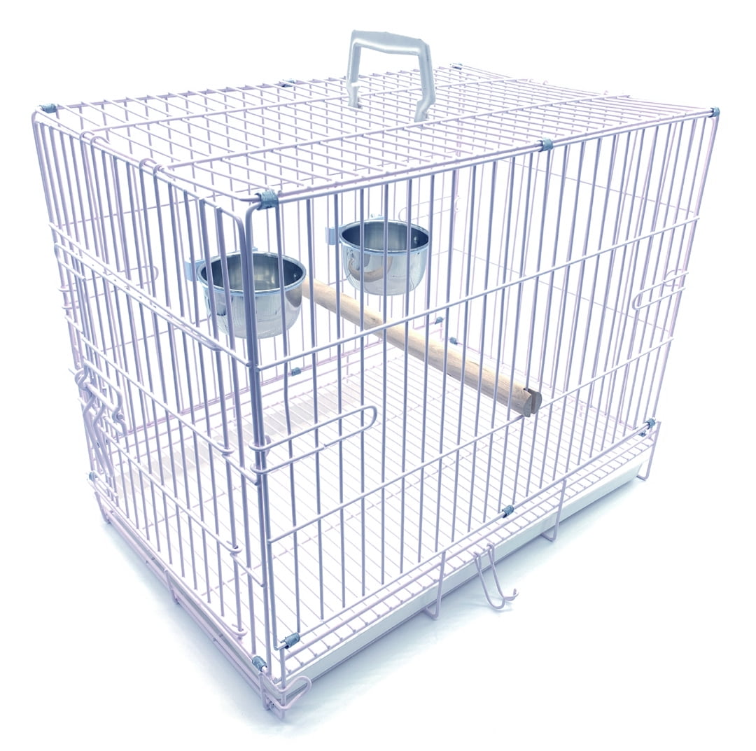 20" Metal Foldable Bird Parrot Travel Veterinary Carrier Wire Cage with