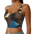 thumbnail image 2 of Rateoe Playful Dolphins Underwater Print Womens' Sports Bras Scoop Neck Sports Vest- Padded U Back Seamless High Impact Support-, 2 of 8