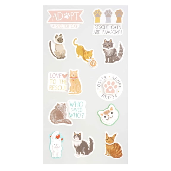 Recollections Rescue Cat Stickers, 12 Pack