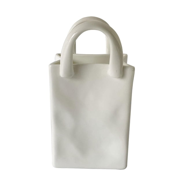 Florero de Cerámica Con Forma de Bolso Sunnimix Maceta de Cerámica 7,8x6,8x15cm