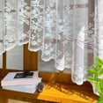 thumbnail image 4 of White Lace Arched Sheer Curtain Floral Embroidered Swag Curtain Valance Tier for Doorway Kitchen Bathroom Window, Rod Pocket Top 1 Panel (White,W63 x L39 inch), 4 of 9