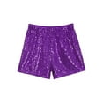 thumbnail image 5 of SiiRoh Girls Glitter Sequin High Waist Shorts Sparkly Hip Hop Jazz Dance Shorts Purple 6, 5 of 7