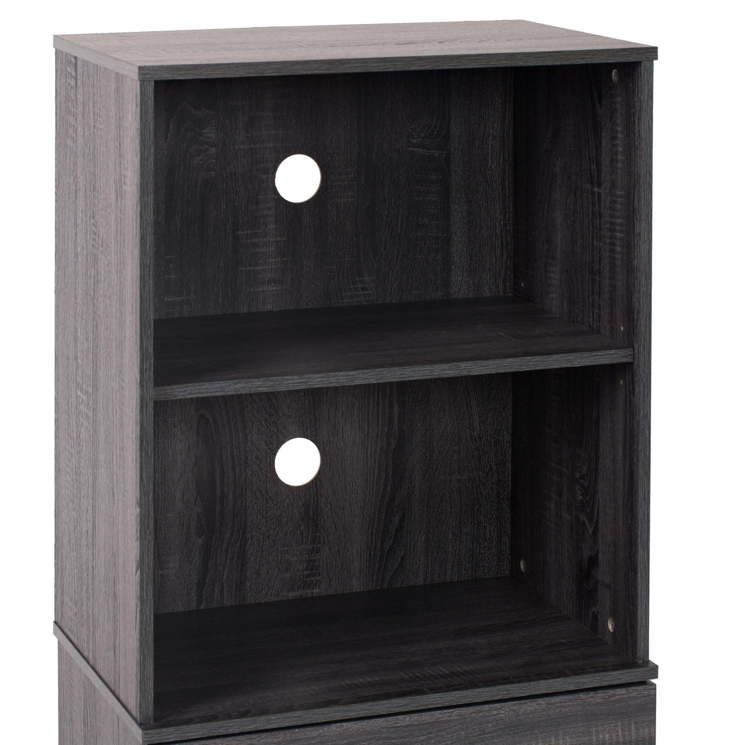 Hollywood Dark Grey Faux Wood 44" H Media Stand with Open & Closed Storage