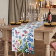 thumbnail image 2 of Table Runners 70 Inches Long Dress Scarves, Blue Spring Floral Farmhouse Coffee/Dining/Kitchen Table Decor, Holiday Table Runner, Pink Flowers Butterfly Wooden Watercolor 13x70 Inch, 2 of 9