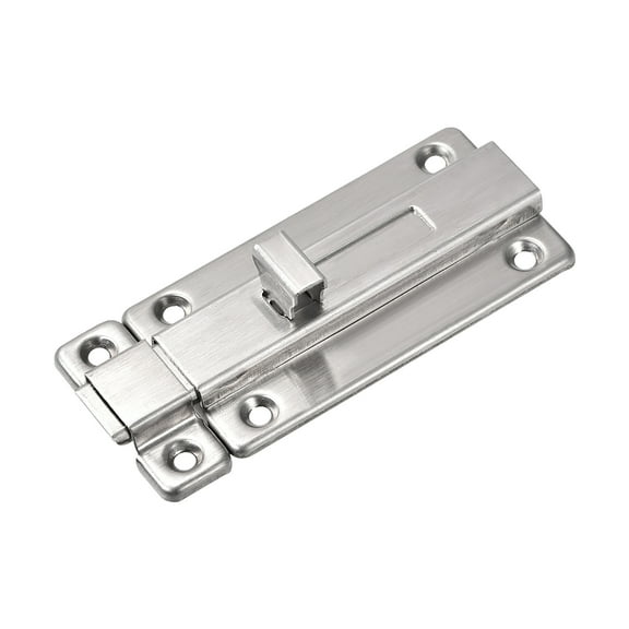 Uxcell 4" Sliding Latch Lock with Screws Stainless Steel Brushed Silver Tone 1pcs