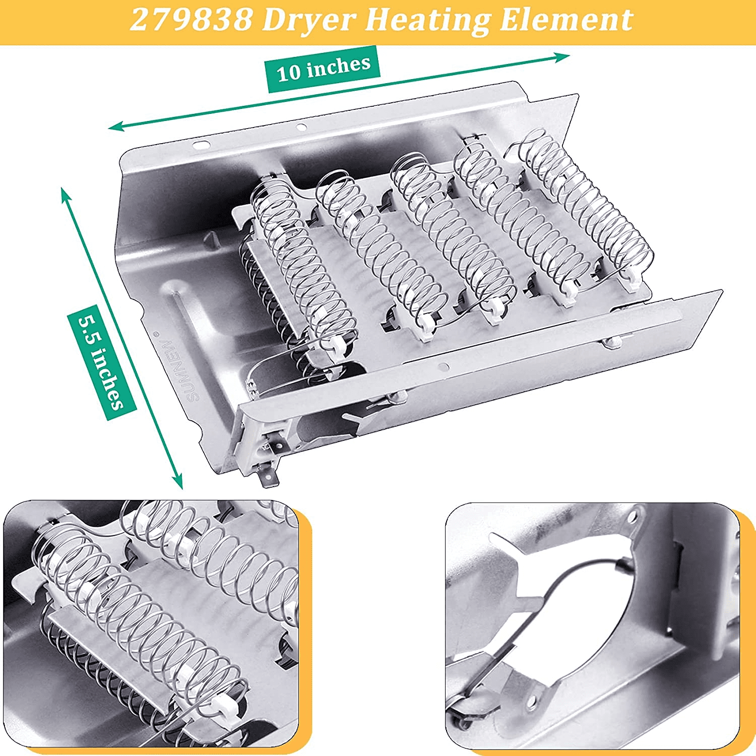 279838 & 3977767 & 3392519 Dryer Heating Element Kit Thermostat Thermal Fuse for Whirlpool Kenmore Dryer