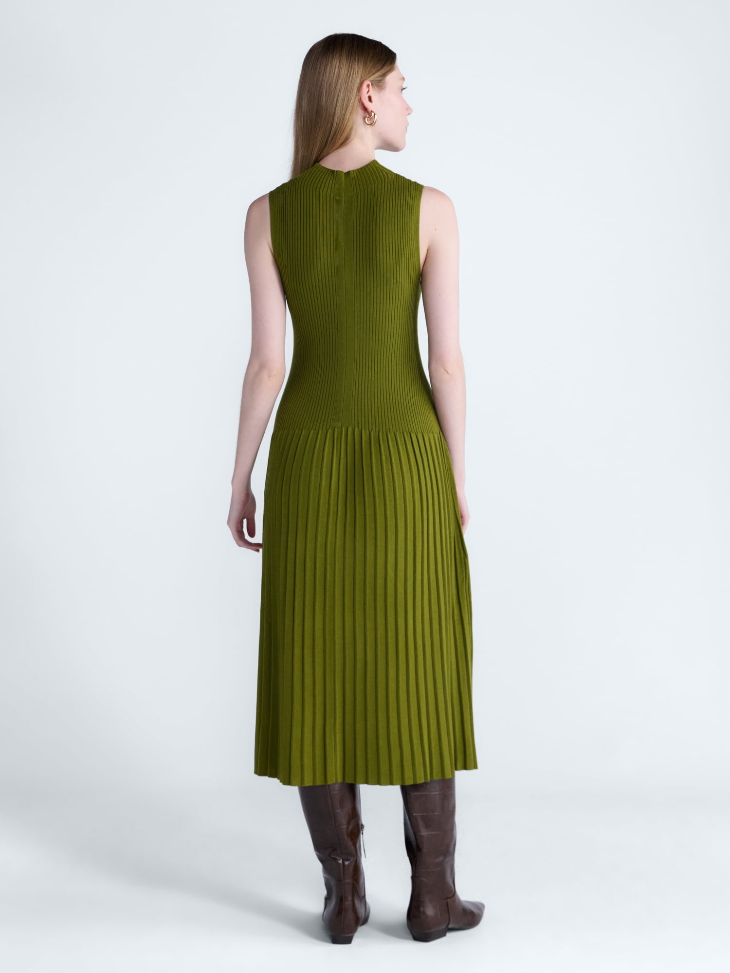 Scoop Women's and Women's Plus Mock Neck Midi Sweater Dress, Size XS-4X