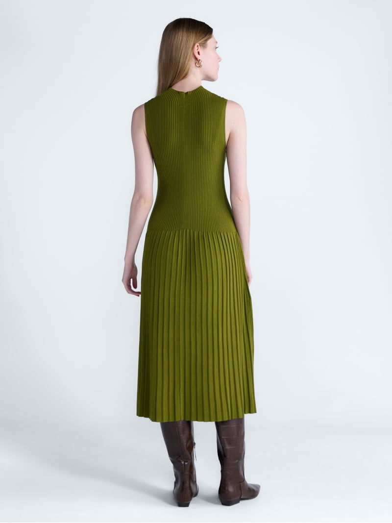 Scoop Women's and Women's Plus Mock Neck Midi Sweater Dress, Size Xs-4x, Size: Medium, Green