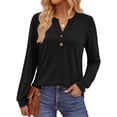 thumbnail image 2 of Fantaslook V Neck Henley Blouses for Women Dressy Fall Tops Long Sleeve Shirts Fashion Clothes, 2 of 9