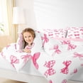 thumbnail image 3 of Manfei Pink Gingham Bow Queen Comforter Set for Girls, Cute Ribbon Bows Bedding Comforter Set, Pink Reversible, 3pcs, 3 of 6