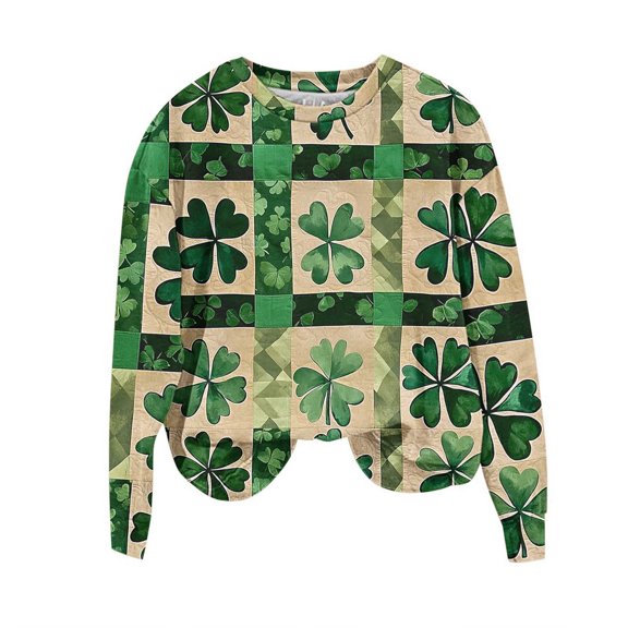 HAiming St Patricks Day Sweatshirt Women Shamrock Shamrock Green Long Sleeve Pullover Patty's Tops