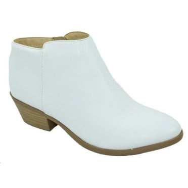 Soda Women's MUG Western Style Fashion Ankle Boots with Side Zipper - White PU - 10