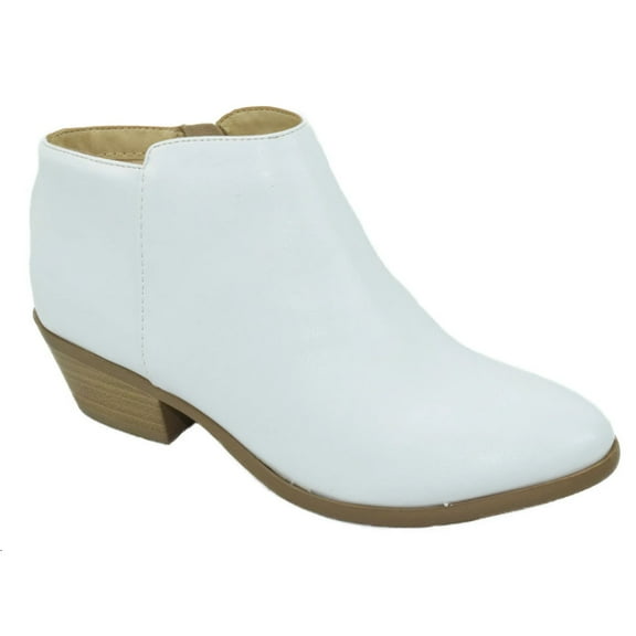Soda Women's MUG Western Style Fashion Ankle Boots with Side Zipper - White PU - 7.5