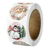 kjfeif Vintage Christmas Stickers Roll Merry Christmas Stickers Santa Stickers Roll Winter Holiday Round Xmas Label Tag Sticker For Boxes Cards Envelope Home Room Office Glass Window Door Decor