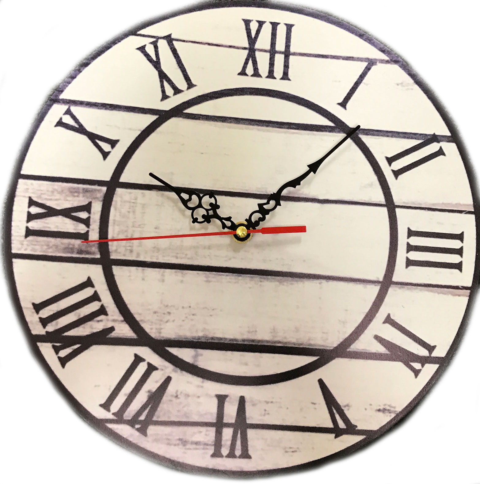 Creative Motion 22408, 12" Solid Wood Quality Clock with Roman Numbers