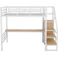 thumbnail image 5 of Full Size Metal Loft Bed with Desk, Storage Staircase and Small Wardrobe, Storage Stairs can be Installed Left and Right, 5 of 6