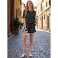 thumbnail image 3 of DARING DIVA Women's Soft Pajama Set Round Neck Rolled Cuffs Top with Shorts S Black, 3 of 7