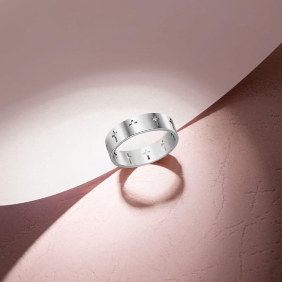 Anillo de Acero inoxidable con cruz hueca Perfecl 17 mm