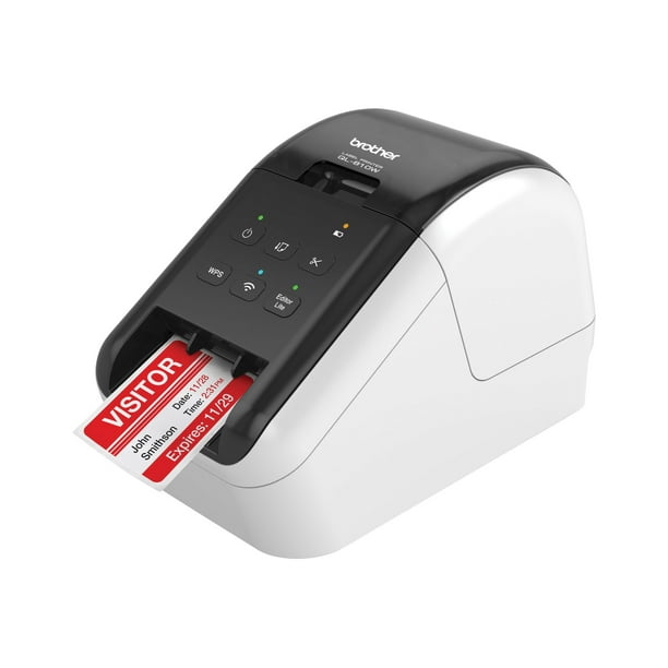 Brother QL-810W - Imprimante d'Étiquettes - Thermique Directe - - 300 x 600 Ppp - jusqu'à 110 Étiquettes/min - USB 2.0, Wi-Fi(n) - Coupeuse - Noir, Blanc