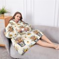 thumbnail image 5 of Oversized Wearable Blanket Hoodie,Beige Highland Cow Bucket Boot Flower Pattern Sherpa Blanket Hoodie with Super Pockets,Super Warm Fuzzy Pullover for Women & Men, 5 of 6