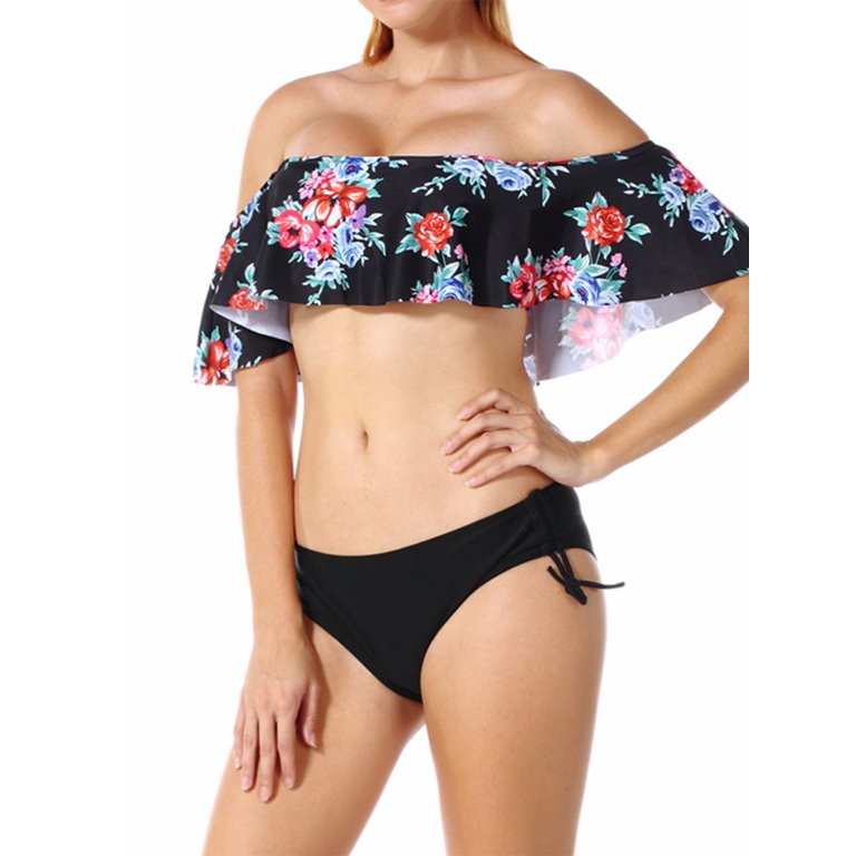 水着　Off shoulder flare bikini Amazon.co.jp: jolifavori Swimsuit, Off Shoulder, Flare Top