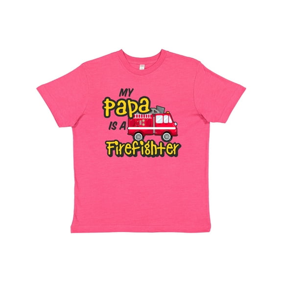 Inktastic My Papa is a Firefighter with Fire Truck Youth T-Shirt