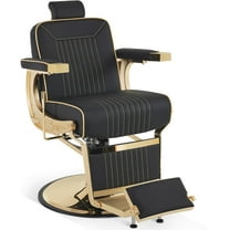 BarberPub Classic Barber Chair, 660Lbs Heavy-duty Hydraulic Pump, Professional Reclining Salon Chair for Hair Stylist, Gold&Black, Barbershop, Salon&Spa Equipment for Adult 8334